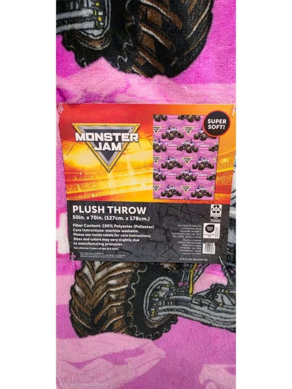 Pink Monster Jam Truck Halloween Plush Throw Blanket